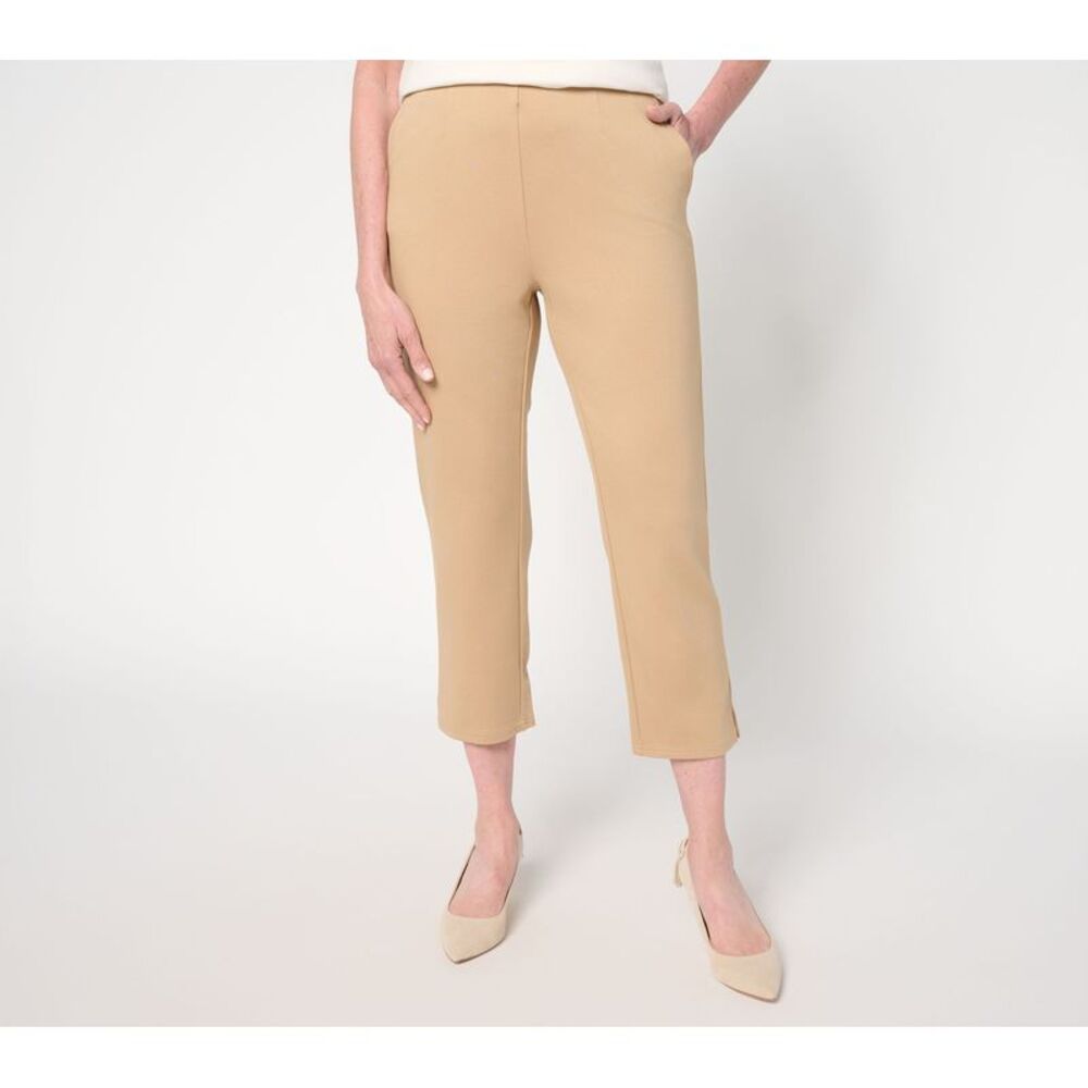 Liberare Women's Pants Sz 2XS (XXS) Pull-On Silky Ponte Cropped Brown A693045